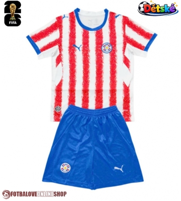 Paraguay Domácí dres komplet pro Děti MS 2026 Krátkým Rukávem (+ Krátké kalhoty)